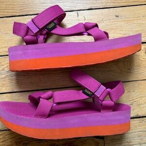 Teva Women's Flatform Sandals in Vibrant Pink and Orange